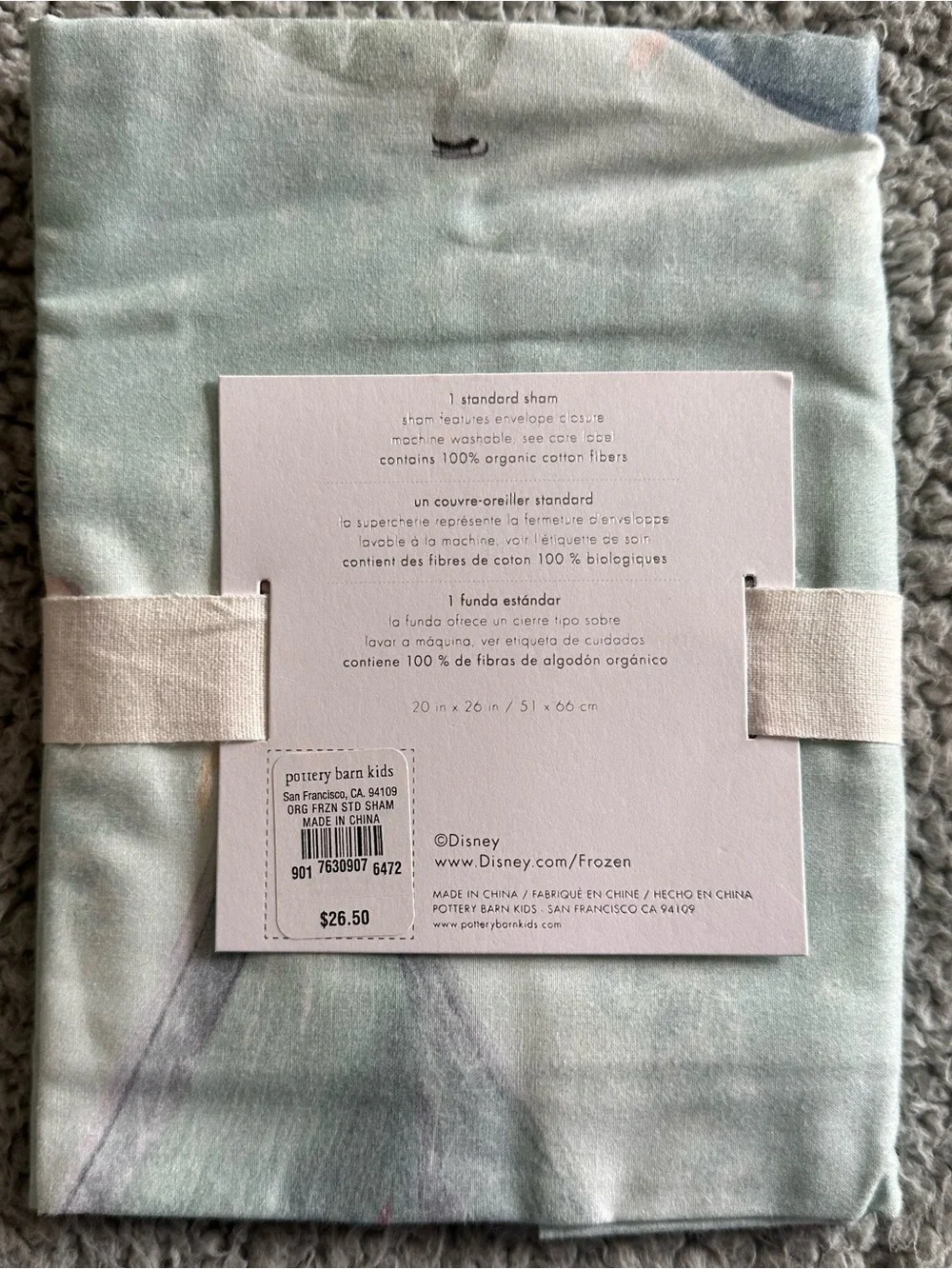 Pottery Barn Kids Frozen Pillow Sham - Light Teal